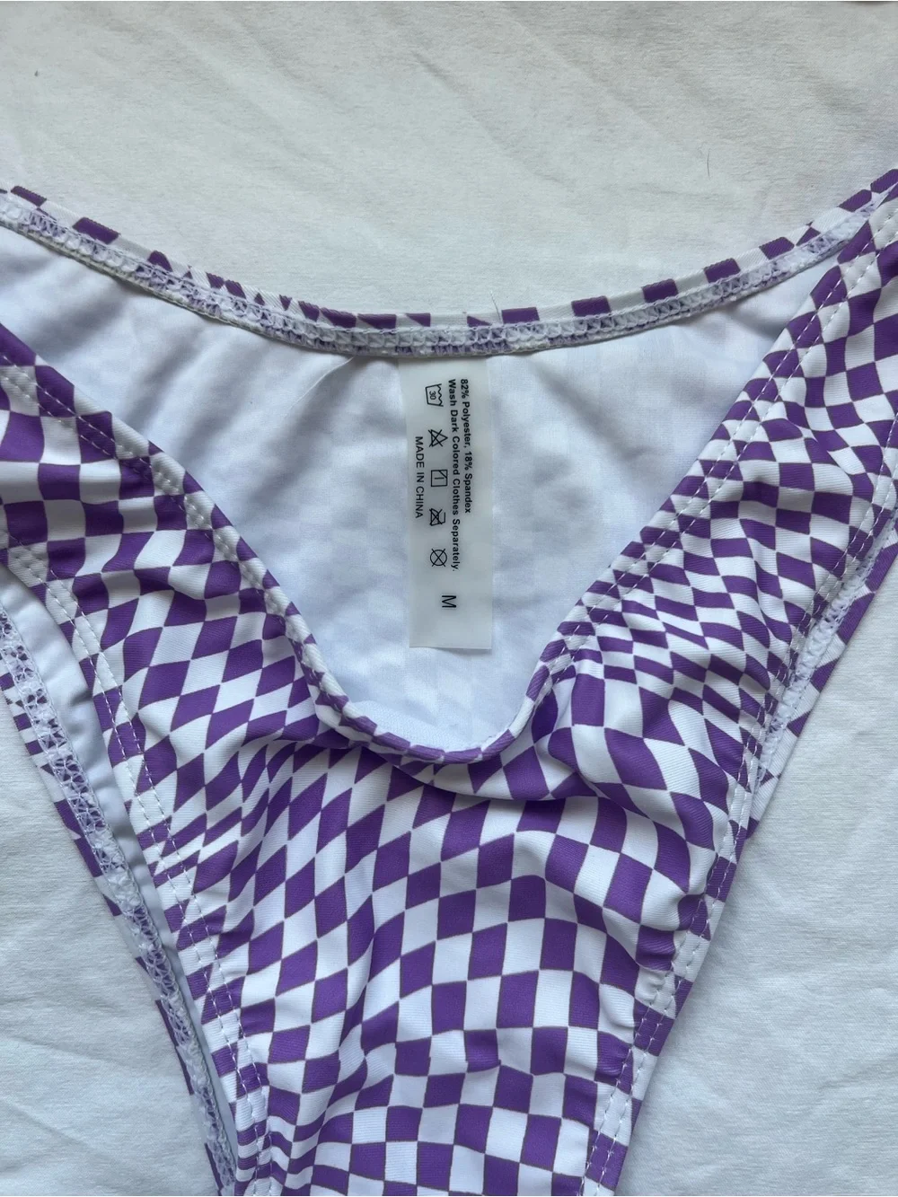 Purple Checkerboard Strapless Bikini Set